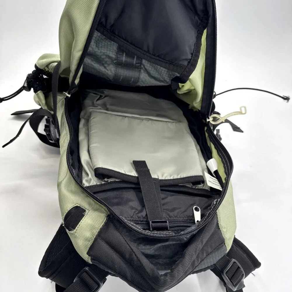 Eddie Bauer Backpack Hiking Black Green Insulated Pocket School Travel w/ Cover